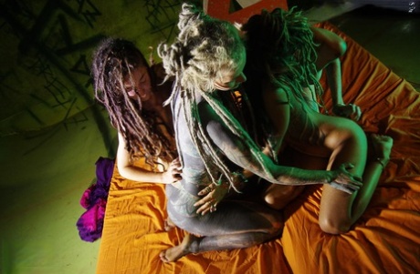 Alternative girls suspend a naked black girl from the ceiling 36829554