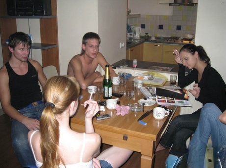 A group of teen couples swap partners during drunk group sex 81973419