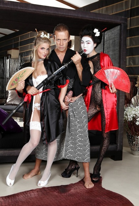 Luscious geishas have a fervent threesome with a well-hung samurai 63765845