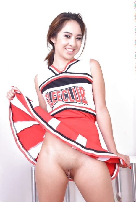 Asian amateur Mila Jade exposing smooth pussy underneath cheerleader outfit 32452878
