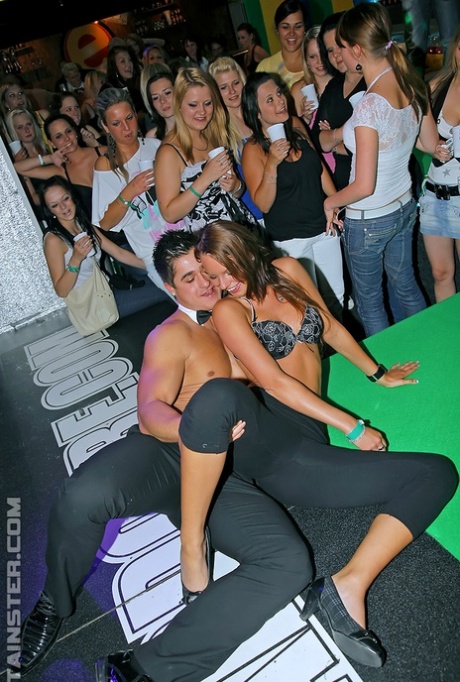 Drunk chicks have some stripping fun at the crazy night club party 18948572